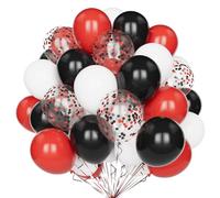 Ballons Rouge Noir Blanc, 60 Pcs 12 Pouces - Fête Rouge Noir Blanc Mat avec Ballons Latex Hélium Confettis Rouges et Noirs pour Décoration Fête Thème Poker Anniversaire Mariage Baby Shower