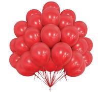 Ballons Rouges, 50 Pcs 12 Pouces pour Fête, Avec Ruban de 10M pour Guirlande Noël, Latex Mat pour Filles Femmes Mariage Anniversaire Baby Shower Décoration
