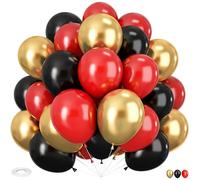 Ballons rouges noirs et dorés métalliques, 60 pièces 30 cm Ballons à hélium pour anniversaire, mariage, carnaval, fête, décoration