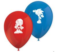 Procos – Ballons en latex Sonic The Hedgehog – Lot de 8 Ø 21 cm imprimés rouge et bleu