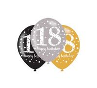 Amscan Ballons en latex pour adultes 18e anniversaire effet scintillant unisexe 27,5 cm 6 pièces Or