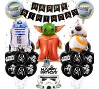 Ballons Star Guerre - Décoration d'anniversaire pour garçon - Étoiles Wars - Décoration d'anniversaire - Décoration de gâteau - Ballons en aluminium - Robots - Bannière Happy Birthday - Décoration