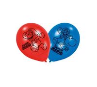 Ballons - Super Mario - Lot de 6 - Rouge et Bleu - Décoration de fête - Anniversaire