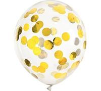 Ballons transparents avec confettis cercles dorés 30cm 6 pièces