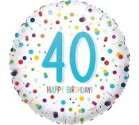 Ballons transparents * DESIGN KONFETTI * comme décoration pour anniversaire et fête | chiffres de 18 à 60 | pour air + hélium | ballons joyeux anniversaire, édition : 40e anniversaire