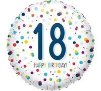 Ballons transparents * DESIGN KONFETTI * comme décoration pour l'anniversaire et la fête | chiffres de 18 à 60 | pour air + hélium | ballons joyeux anniversaire, édition : 18e anniversaire