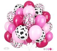 Ballons vache, ensemble de ballons de 30 cm imprimés vache, rose pastel, rose et confettis noirs pour anniversaires à thème cowgirl et western A3-QQ