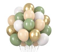Ballons Vert 60 Pièces, 12 Pouces Ballons Anniversaire Rétro Vert Olive Metallic Latex Balloons Helium Ballon pour Anniversaire Bapteme Baby Shower Mariage Fête Décorations