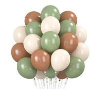 Ballons Vert Marron 60 Pièces, 12 Pouces Ballons Anniversaire Rétro Vert Olive Marron Metallic Latex Balloons Helium Ballon pour Anniversaire Bapteme Baby Shower Mariage Fête Décorations