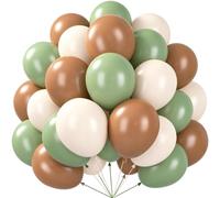 Ballons Vert Marron, 60 Pièces Latex Ballons Anniversaire Vert Beige Marron | 12 Pouces Helium Ballons Marron Vert, Anniversaire Bapteme Baby Shower Forêt Dinosaures Jungle Safari Fête Décorations