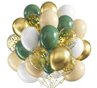 Ballons Vert Or,60pcs Anniversaire Ballon Vert Sauge,12 Pouces Arche Ballon et Or Confettis Ballons en Latex pour Filles Garçons Fête Anniversaire Baby Shower Mariage Baptême Décoration