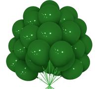 Ballons Vert, Paquet De 30 Ballons Vert Foncé Mat En Latex 12 Pouces 30,5 Cm Ballon Avec Blanc Ruban Pour Femmes Enfants Filles Noël Fête D'anniversaire Jungle Tropical Thème Safari Décorations