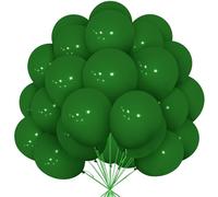 Ballons Vert, Paquet de 30 Ballons Vert Foncé Mat en Latex 12 pouces 30,5 cm Ballon avec Blanc Ruban pour Femmes Enfants Filles Noël Fête d'Anniversaire Jungle Tropical Thème Safari Décorations