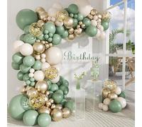 Ballons verts arc sauge vert blanc sable or confettis Latex Ballon guirlande fête d'anniversaire mariage remise des diplômes décoration Globos NO.9