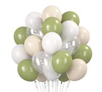 Ballons Verts Blancs 60 Pièces, 12 Pouces Ballons Anniversaire Verts Eucalyptus Transparents Latex Balloons Helium Ballon pour Anniversaire Bapteme Baby Shower Mariage Fête Décorations