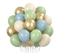 Ballons Verts Bleu 60 Pièces, 12 Pouces Ballons Anniversaire Verts Eucalyptus Bleu Or Latex Balloons Helium Ballon pour Anniversaire Bapteme Baby Shower Mariage Fête Décorations
