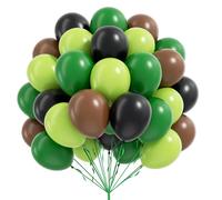 Ballons verts et bruns de 10 pouces, 60 pièces, avec marron, noir, vert citron foncé, pour décoration de fête d'anniversaire à thème de jeu dans la Jungle HG9116