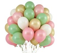Ballons verts, roses et beiges, 60 ballons en latex rose et vert sauge, 30 cm, vert sauge, abricot et rose poudré, ballons beiges et dorés métallisés pour guirlandes, anniversaires et mariages