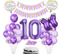 Ballons Violet Décorations Papillon pour Anniversaire 10 Ans - Fête Fille