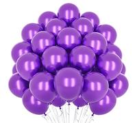 Ballons Violets Métalliques, 50pcs Ballons Violets 12 Pouces, Ballons En Latex Brillants, Ballon Métallique Chromé Épais Pour Ballon Fête d'Anniversaire Violet, Décoration Fiançailles Baby Shower