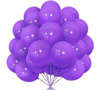 Ballons Violets, Paquet de 30 Ballons Mauve Mat Latex 12 pouces 30,5 cm Ballon avec Blanc Ruban pour Filles Femmes Garçons Fête d'Anniversaire Baptême Mariage Douche Bébé Baby Shower emise de Diplômes