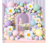 Balloon Arch Kit, 161 Pieces Pink Yellow Green Blue Purple White Daisy Shape Balloon Arch For Girl Boy Birthday Party, Country Christening Decoration, Baby Shower, Bohemian Wedding
