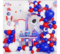 Balloon Arch Kit, Blue, Red And White, 131Pcs Garland Balloons White Red Blue Confetti For Boy Girls Children Birthday Parties Wedding Baby Shower Baseball Nautical Decoration