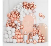Balloon Arch Kit White Rose Gold, 101 Pieces White Matte Rose Gold Metallic Balloons Garland With Confetti Balloons Rose Gold For Birthday Girl Woman Boho Wedding Baby Shower Baby Shower Baby Shower