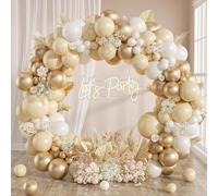 Balloon Arch White Sand and Gold-128 Pieces Birthday Balloons White Gold and White Sand with Beige Gold Balloon,Balloon Garland for Wedding Decoration,Baby Shower,Bohemia Party Decoration