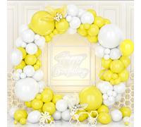Balloon Arch Yellow And White, 119 Pieces Balloon Garland Kit Matte White Yellow Boy Men Women Girl Baby Shower Birthday Wedding Proposal Valentine Bridal Shower Graduation Decoration