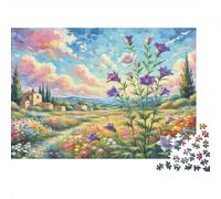 Balloon Flower Papier épais Fleurs Violettes dans Une Prairie campagnarde Lot de Puzzles Jeu Familial décoratif 70x50cm/1000 pièces