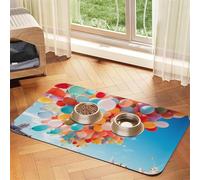 Balloon in The Sky Tapis d'alimentation réutilisable et portable pour chiens et chats, tapis de nourriture pour chiens et chats, protège les sols,