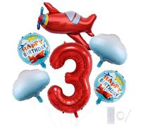 Balloon Party Avion, Décoration Anniversaire Avion 3, Ballons en Aluminium Avion, Airplane Balloon Decoration, pour Garçon Anniversaires et Party Thème