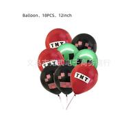 (Balloons-18pcs) My World Party Supplies Set Pixel War Children's Birthday Game Decoration Disposable Paper Plate Set