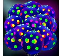 Balloons de fête néon brillance UV ensemble de latex réactif | Ballons de lueur fluorescente de 12 pouces avec des couleurs vives et des effets | Décor de fête de nuit pour piste de danse, év