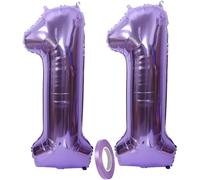 Balloons Number 11, Balloon 11 Years Birthday Purple Xxxl 100 Cm Giant Inflatable Helium Foil Figures For Children Girl Boy Party Decoration Wedding Birthday