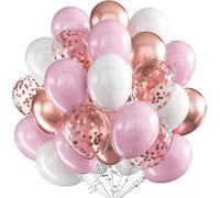 Balloons Pink White Rose Gold Set, Birthday Balloons, 60 Pieces 12 Inch Balloons, Pink White Rose Gold Latex Balloons Helium Balloons Party Balloons For Wedding Birthday Party Baby Shower