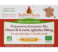 Ballot-Flurin - Préparation Dynamisée Bio 4 Forces de la Ruche - Gelée Royale, Propolis Bio Pure, miel & Pollen - 10 ampoules de 10ml - Certifié bio - Fabriqué en France