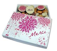 Ballotin de chocolat - COFFRET CADEAU LISEA MM - CHOCOLAT ARTISANAL 165g - COFFRET CADEAU CHOCOLAT (Merci remerciement feuillages rose)