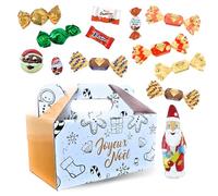 Ballotin Joyeux Noël et son Assortiment de 800 g de Pâtes de Fruits & Chocolats de Noël | KINDER, DAIM, Papillotes REVILLON, Bouchées Praliné, Figurines