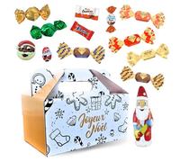 Ballotin Joyeux Noël et son Assortiment de 800g de chocolats et Pâtes de fruits | KINDER, DAIM, Papillotes REVILLON, Figurines