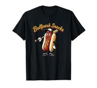 Ballpark Snacks Mascotte de Baseball rétro Motif Hot-Dog T-Shirt
