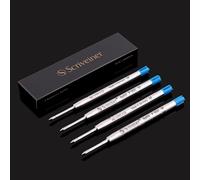 Ballpoint Refill Bleu Medium - 4 Ballpoint Refills Designed Pens - Céramique De Sécurité Non Dry Stylo À Bille Recharge M - Fabriqué En Allemagne