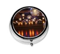 Ballroom Pilulier rond imprimé avec 3 compartiments, mini pilulier portable pour médicaments, vitamines, huile de poisson, compléments