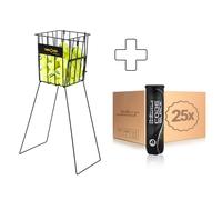 Balls Unlimited 25 tubes de 4 Code Black + panier ramasse balles