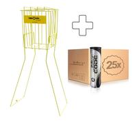 Balls Unlimited 25 tubes de 4 Code Black + panier ramasse balles nosize