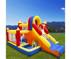 Ballsea Château Gonflable avec Ventilateur, intérieur XXL, Paradis pour Enfants avec Toboggan, Filet de sécurité, certifié EN71, pour 3 à 8 Ans