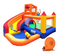 Ballsea Grand château Gonflable avec Ventilateur, Toboggan Sec ou Eau, Convient pour Les Enfants de 3 à 10 Ans, Children's Bouncy Castle pour l'intérieur ou l'extérieur 320 x 280 x 232 cm
