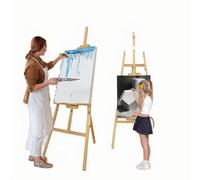 BALLSHOP Chevalet en bois 150CM, Support de Tableau en Bois Massif, Chevalet Peinture en bois Grand Pliable et Réglable en Hauteur, Ddapté pour l'art, Peinture et les Mariages, pour Enfants et Adultes