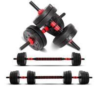 BALLSHOP Haltère 30KG Ensemble D'haltères Pour 2 En 1 Dumbbell Set + Barre Musculation avec Poids, Haltères Réglables pour Fitness Musculation Maison Home Gym